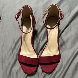 Adams Women's Burgundy Ankle Strap Heels